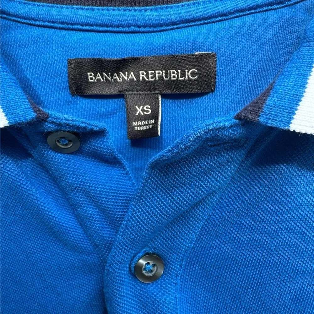 Banana Republic Cobalt Blue Men’s Polo with Striped Accents